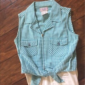 Blue gingham crop top